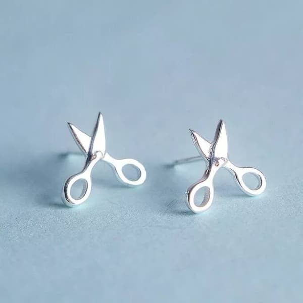 Women Girls Fashion Mini Scissor Stud Earrings 925 Sterling Silver Jewellery UK