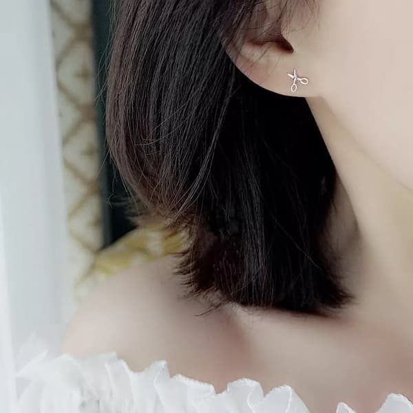 Women Girls Fashion Mini Scissor Stud Earrings 925 Sterling Silver Jewellery UK