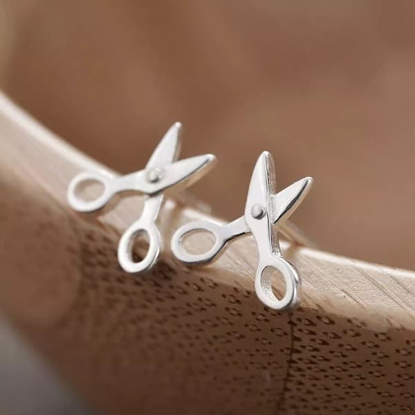 Women Girls Fashion Mini Scissor Stud Earrings 925 Sterling Silver Jewellery UK