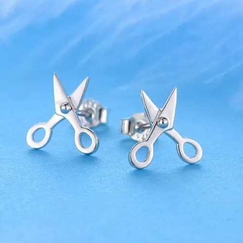 Women Girls Fashion Mini Scissor Stud Earrings 925 Sterling Silver Jewellery UK