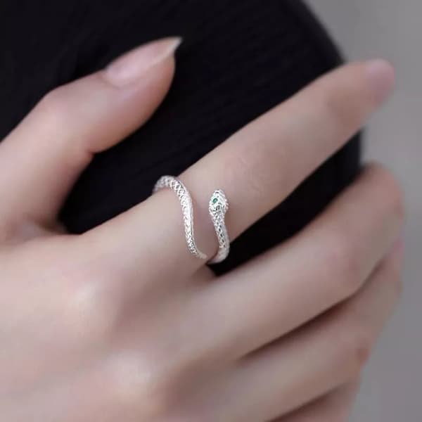 925 Sterling Silver Snake Fashion Adjustable Ring Womens Girls Jewellery Gift UK