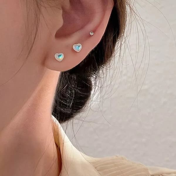 Heart Moonstone Stud Earrings 925 Sterling Silver Jewellery Women Girls Gift UK