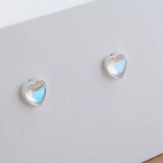 Heart Moonstone Stud Earrings 925 Sterling Silver Jewellery Women Girls Gift UK