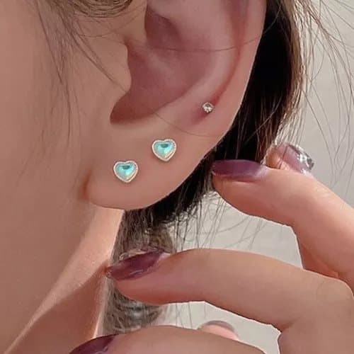 Heart Moonstone Stud Earrings 925 Sterling Silver Jewellery Women Girls Gift UK