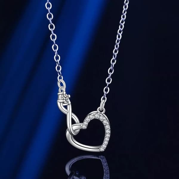 925 Sterling Silver Crystal Heart Pendant Necklace Women Girls Jewellery Gift UK
