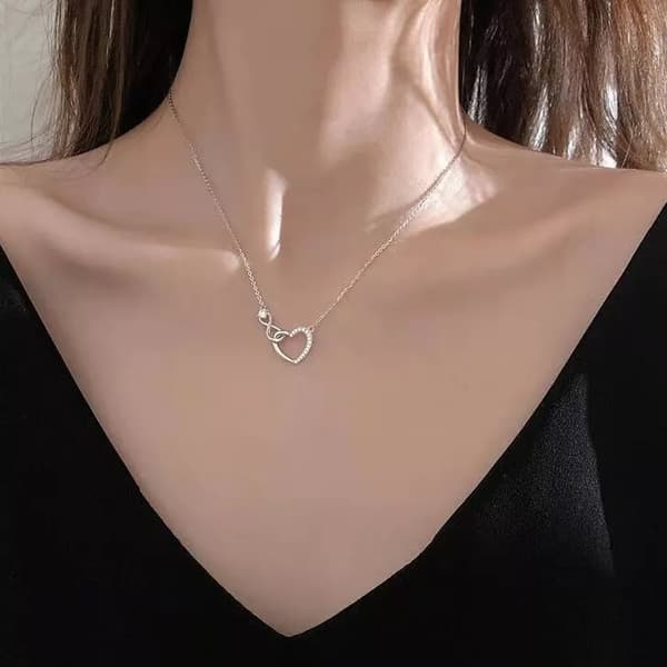 925 Sterling Silver Crystal Heart Pendant Necklace Women Girls Jewellery Gift UK