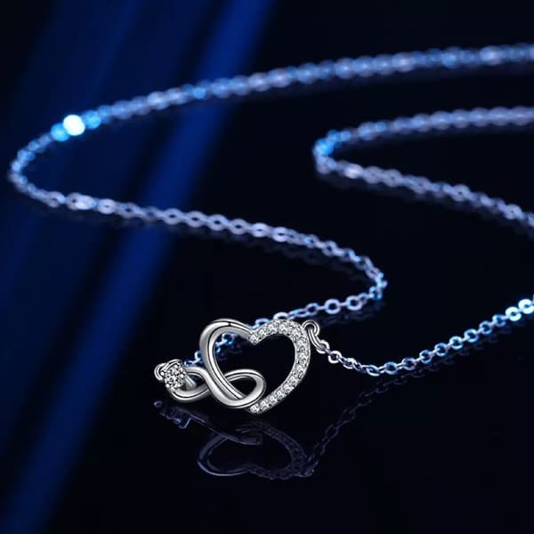 925 Sterling Silver Crystal Heart Pendant Necklace Women Girls Jewellery Gift UK