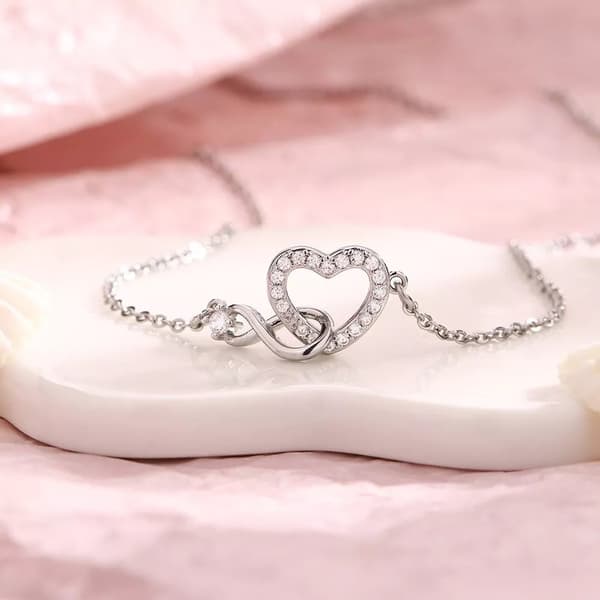 925 Sterling Silver Crystal Heart Pendant Necklace Women Girls Jewellery Gift UK