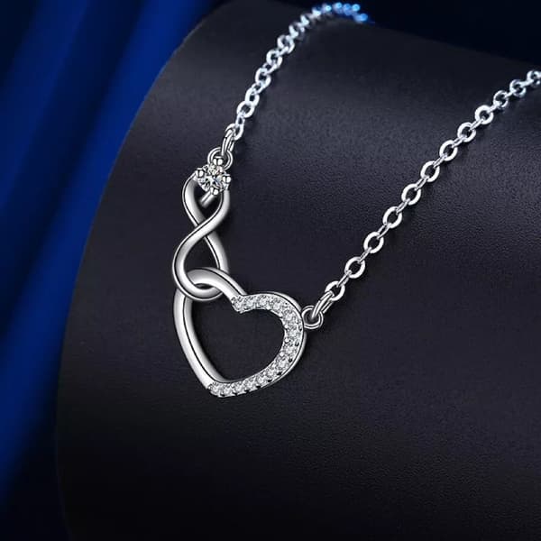 925 Sterling Silver Crystal Heart Pendant Necklace Women Girls Jewellery Gift UK
