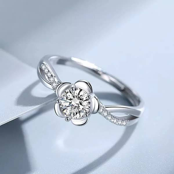 925 Sterling Silver Beautiful Flower Adjustable Ring Women Girls Jewellery Gift