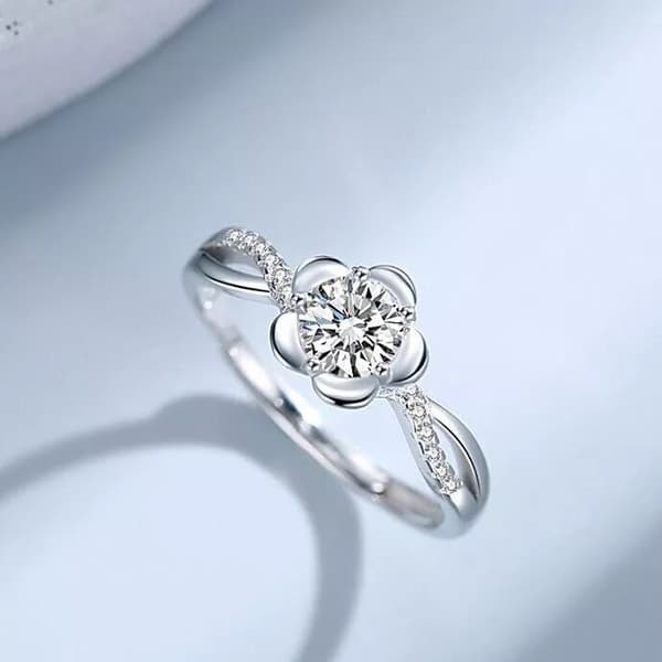 925 Sterling Silver Beautiful Flower Adjustable Ring Women Girls Jewellery Gift