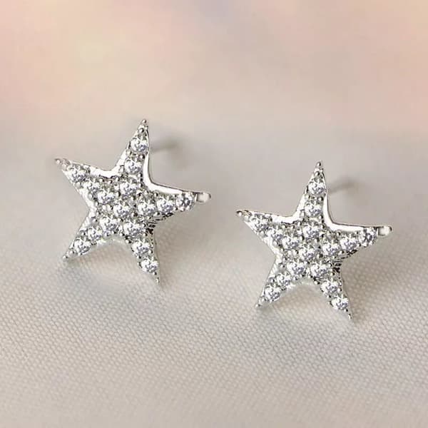 925 Sterling Silver Crystal Star Stud Earrings Jewellery Women Girls Gift UK