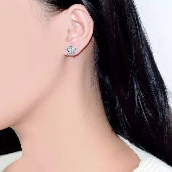925 Sterling Silver Crystal Star Stud Earrings Jewellery Women Girls Gift UK