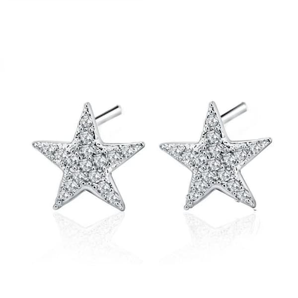 925 Sterling Silver Crystal Star Stud Earrings Jewellery Women Girls Gift UK