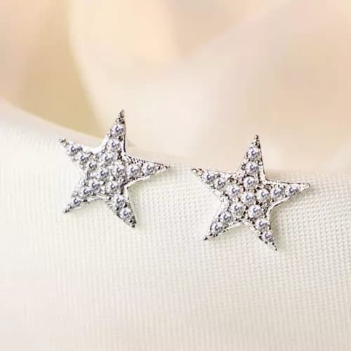 925 Sterling Silver Crystal Star Stud Earrings Jewellery Women Girls Gift UK