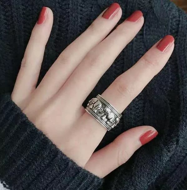 Vintage Elephant Adjustable Ring 925 Sterling Silver Women Girls Jewellery Gift