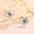Miniatyrbilde 3 av 7: Women Crystal Heart Swirl Stud Earrings 925 Sterling Silver Jewellery Gift UK