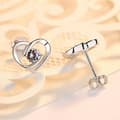 Miniatyrbilde 4 av 7: Women Crystal Heart Swirl Stud Earrings 925 Sterling Silver Jewellery Gift UK