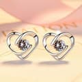 Miniatyrbilde 1 av 7: Women Crystal Heart Swirl Stud Earrings 925 Sterling Silver Jewellery Gift UK