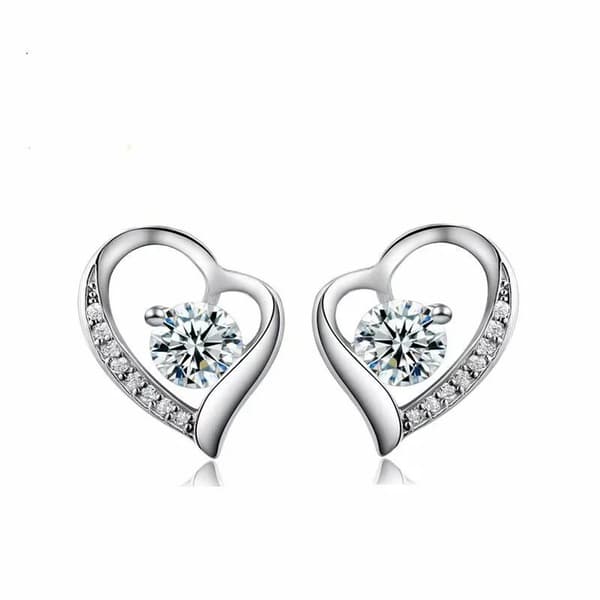 925 Sterling Silver Crystal Heart Stud Earrings Womens Girls Jewellery Gift UK