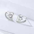 Miniatyrbilde 2 av 5: 925 Sterling Silver Crystal Heart Stud Earrings Womens Girls Jewellery Gift UK