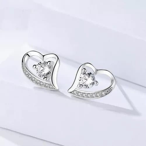 925 Sterling Silver Crystal Heart Stud Earrings Womens Girls Jewellery Gift UK
