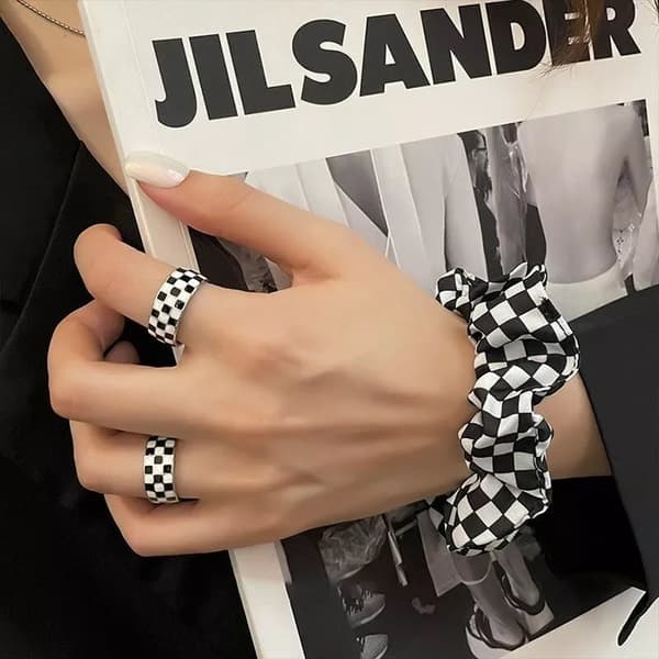925 Sterling Silver Checkerboard Heart Adjustable Ring Jewellery Women Gift UK