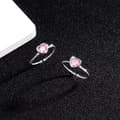 Miniatyrbilde 5 av 7: 925 Sterling Silver Pink Crystal Heart Adjustable Ring Women Jewellery Gift