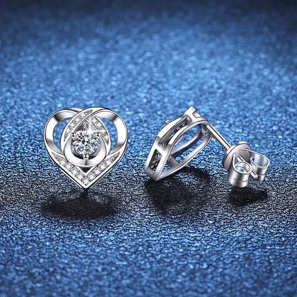 925 Sterling Silver Crystal Heart Swirl Stud Earrings Women Girls Jewellery Gift