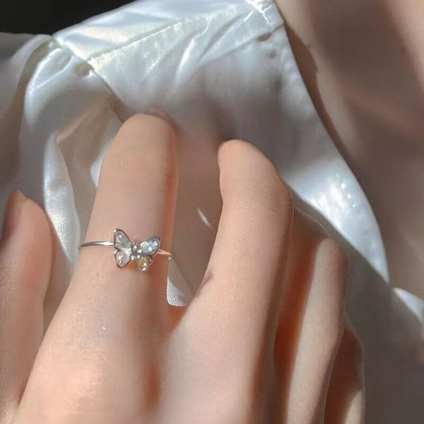 925 Sterling Silver Colourful Butterfly Adjustable Ring Womens Girls Jewellery