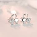 Miniatyrbild 4 av 7: Crystal Love Clover Stud Earrings 925 Sterling Silver Women Girls Jewellery Gift