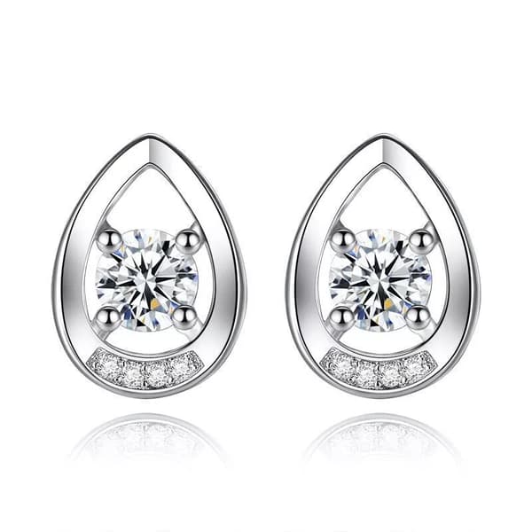 Crystal Water Drop Stud Earrings 925 Sterling Silver Women Girls Jewellery Gift