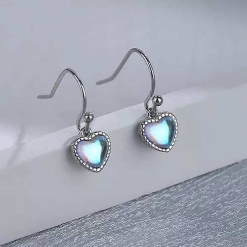 925 Sterling Silver Heart Moonstone Hook Earrings Jewellery Women Girls Gift UK