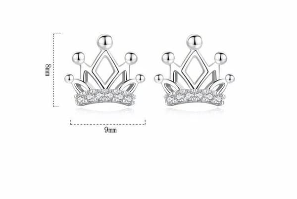 Womens Girls 925 Sterling Silver Crystal Crown Stud Earrings Jewellery Gift UK