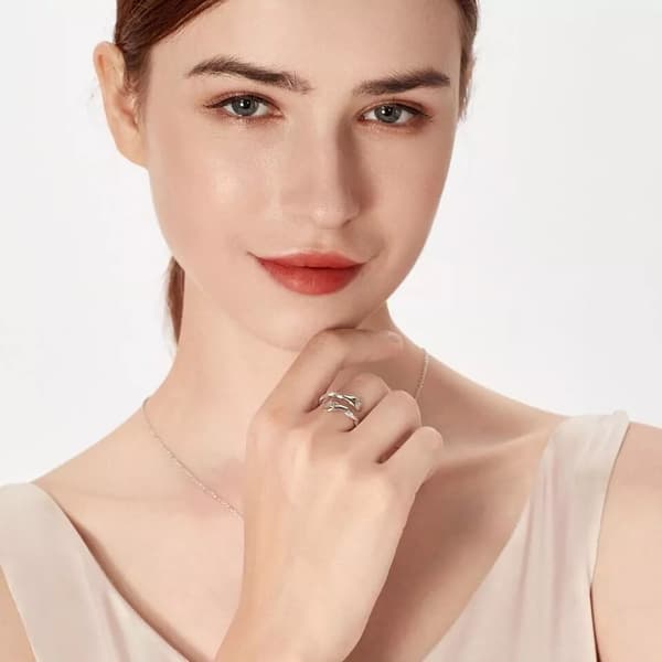 925 Sterling Silver Crystal Love Hug Adjustable Ring Women Girls Jewellery Gift