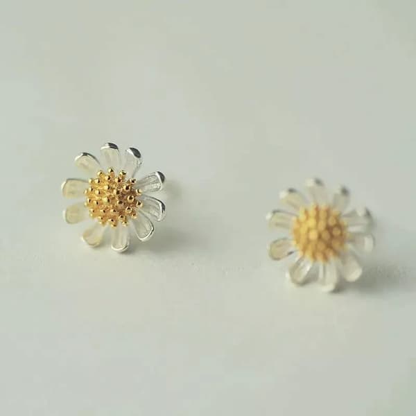 Womens Girls 925 Sterling Silver Sun Flower Stud Earrings Jewellery Gift UK