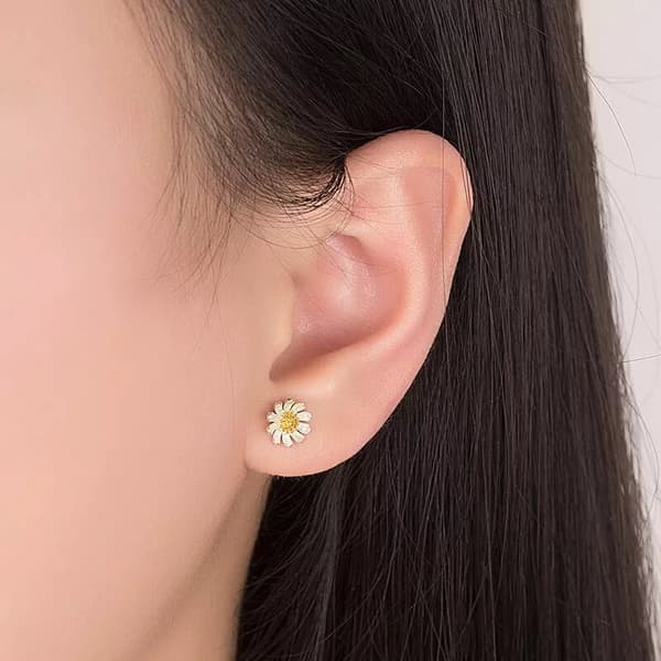 Womens Girls 925 Sterling Silver Sun Flower Stud Earrings Jewellery Gift UK
