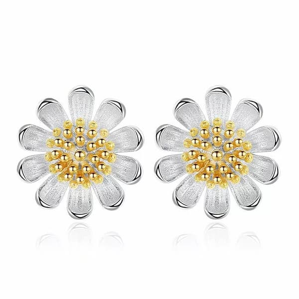 Womens Girls 925 Sterling Silver Sun Flower Stud Earrings Jewellery Gift UK