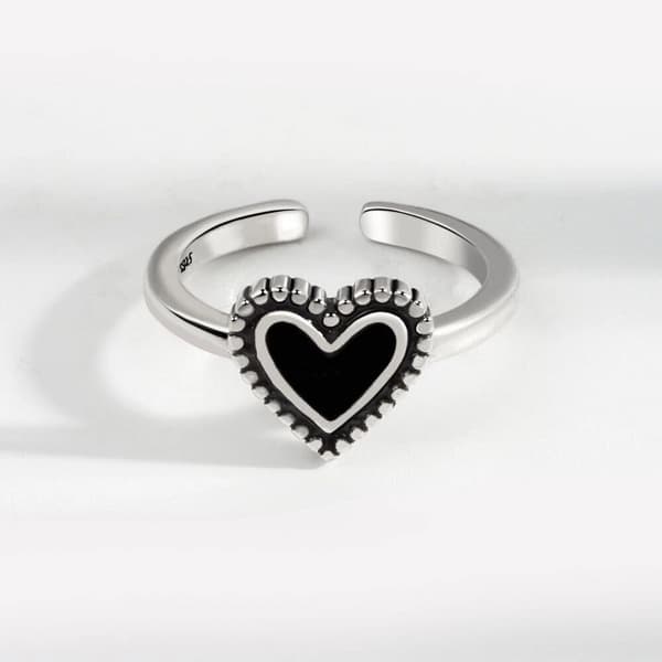 925 Sterling Silver Heart Fashion Adjustable Ring Women Girls Jewellery Gift UK
