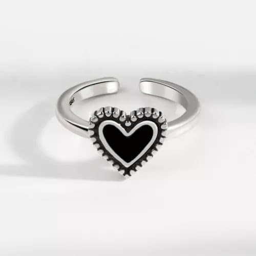 925 Sterling Silver Heart Fashion Adjustable Ring Women Girls Jewellery Gift UK