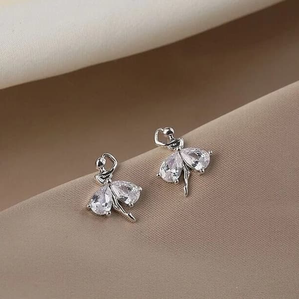 Women Girls Beautiful Ballet Stud Earrings 925 Sterling Silver Jewellery Gift UK