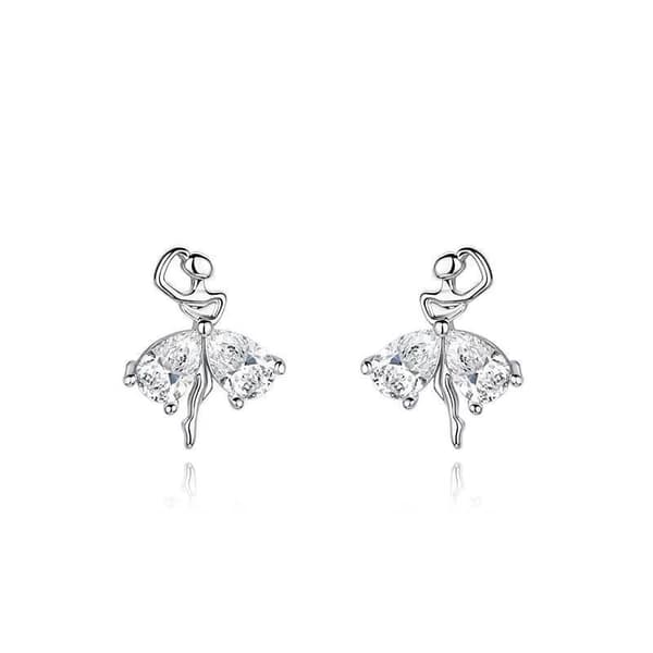 Women Girls Beautiful Ballet Stud Earrings 925 Sterling Silver Jewellery Gift UK