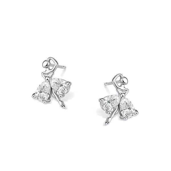 Women Girls Beautiful Ballet Stud Earrings 925 Sterling Silver Jewellery Gift UK