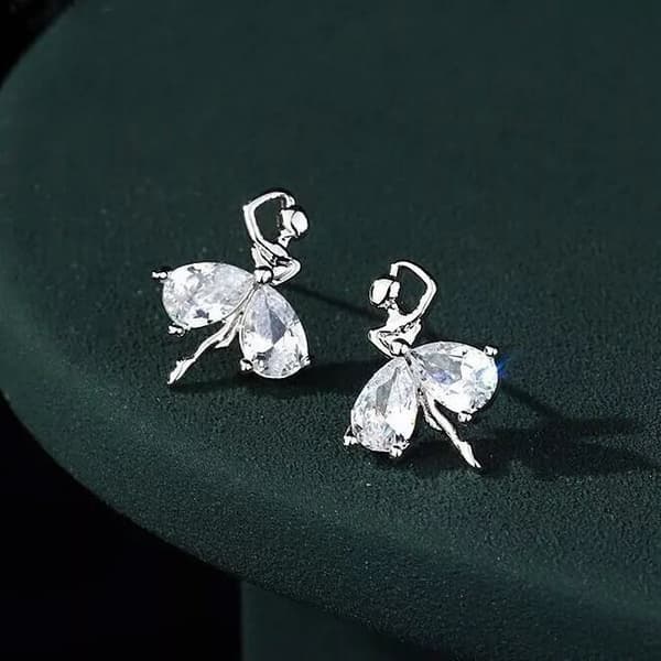 Women Girls Beautiful Ballet Stud Earrings 925 Sterling Silver Jewellery Gift UK