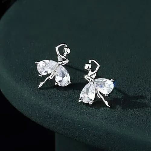 Women Girls Beautiful Ballet Stud Earrings 925 Sterling Silver Jewellery Gift UK