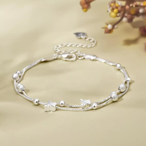 925 Sterling Silver Butterfly Bead Linked Adjustable Bracelet Jewellery Gift