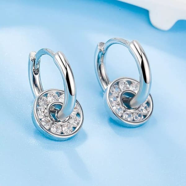Crystal Huggie Hoop Earrings 925 Sterling Silver Women Girls Jewellery UK