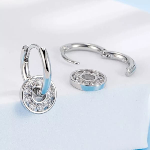 Crystal Huggie Hoop Earrings 925 Sterling Silver Women Girls Jewellery UK