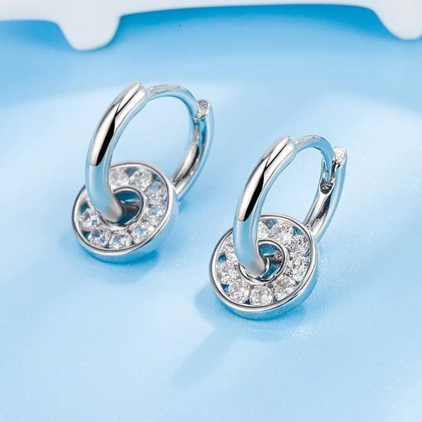 Crystal Huggie Hoop Earrings 925 Sterling Silver Women Girls Jewellery UK