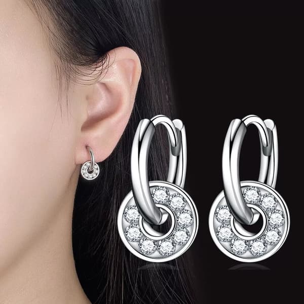 Crystal Huggie Hoop Earrings 925 Sterling Silver Women Girls Jewellery UK